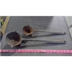 TWO BLACKSMITH LADLES