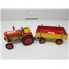 Image 1 : VINTAGE TIN TRACTOR & TRAILER 1:16