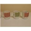 Image 1 : 3 ANCHOR HOCKING "C" HANDLE CHECKERBOARD PATTERN MUGS SCARCE
