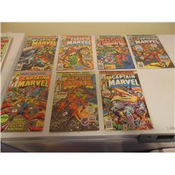 SEVEN CAPTAIN MARVEL COMICS 25 AND 30 CENT COVERS IN PLASTIC SLEEVES