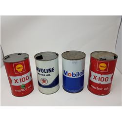 LOT OF 4 VINTAGE OIL CANS