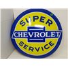 Image 1 : SUPER CHEVROLET SERVICE TIN DOMED SIGN (REPRODUCTION) *16"*