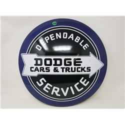 DODGE CARS AND TRUCKS SERVICE TIN DOMED SIGN (REPRODUCTION) *16"*