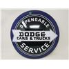 Image 1 : DODGE CARS AND TRUCKS SERVICE TIN DOMED SIGN (REPRODUCTION) *16"*