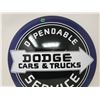 Image 3 : DODGE CARS AND TRUCKS SERVICE TIN DOMED SIGN (REPRODUCTION) *16"*