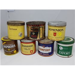 LOT OF 7 TOBACCO CANS