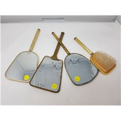 THREE HAND MIRRORS AND BRUSH