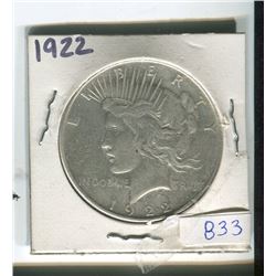 1922 USA SILVER ONE DOLLAR PEACE COIN