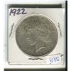 Image 1 : 1922 USA SILVER ONE DOLLAR PEACE COIN