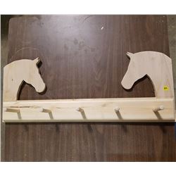 5 PEG BOARD WITH HORSES HEAD (30" X 12" X 5")
