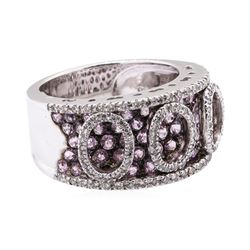 2.35 ctw Pink Sapphire And Diamond Band - 18KT White Gold