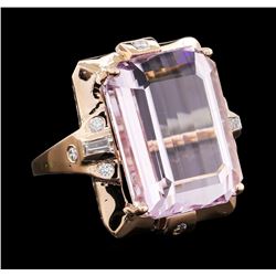 32.28 ctw Kunzite and Diamond Ring - 14KT Rose Gold