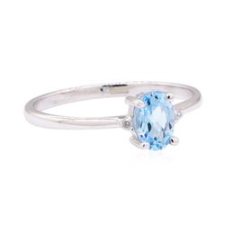 0.52 ctw Blue Topaz and Diamond Ring - 14KT White Gold