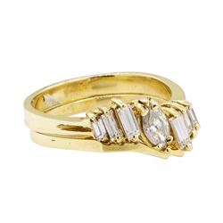 0.65 ctw Diamond Ring & Wedding Band - 14KT Yellow Gold