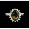 Image 2 : 2.30 ctw Green Tourmaline and Diamond Ring - 14KT White Gold