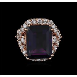 14KT Rose Gold 13.61 ctw Amethyst and Diamond Ring