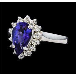 2.07 ctw Tanzanite and Diamond Ring - 14KT White Gold