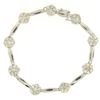 Image 2 : 14K White Gold 7" 4.65 ctw Round Diamond Flower Cluster Bar Link Tennis Bracelet