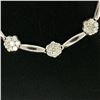 Image 5 : 14K White Gold 7" 4.65 ctw Round Diamond Flower Cluster Bar Link Tennis Bracelet