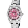 Image 2 : Rolex Ladies Stainless Steel Quickset Pink String Diamond Datejust Wristwatch