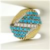 Image 4 : Hand Made 18k TT Gold 2.60 ctw Turquoise & Diamond Dome Cocktail Ring