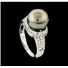 Image 4 : Pearl and Diamond Ring - 14KT White Gold