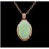 Image 1 : 14KT Rose Gold 12.92 ctw Opal and Diamond Pendant With Chain