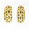 Image 3 : 14K Yellow Gold 1.10 ctw 3 Row Channel Baguette Cut Diamond Hoop Huggie Earrings