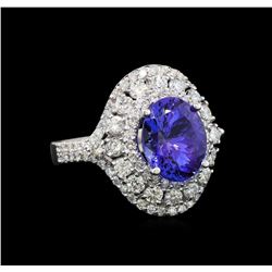 14KT White Gold 3.40 ctw Tanzanite and Diamond Ring