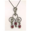 Image 1 : 18k Black Gold 4.39 ctw Rose Diamond & Blood Ruby Necklace