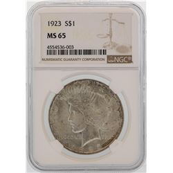 1923 $1 Peace Silver Dollar Coin NGC MS65