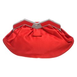 MCM Red Satin M Clutch Shoulder Bag