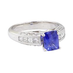 2.13 ctw Sapphire and Diamond Ring - 18KT White Gold