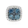 14k White Gold 0.47CTW Diamond and Blue Diamonds Pendant, (SI/H)