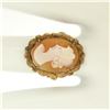 Image 4 : 18k Yellow Gold Carved Shell Cameo Ring w/ Etched Textured Frame