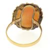 Image 5 : 18k Yellow Gold Carved Shell Cameo Ring w/ Etched Textured Frame