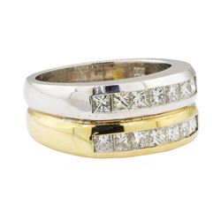 1.30 ctw Diamond Double Band - 14KT Yellow and White Gold