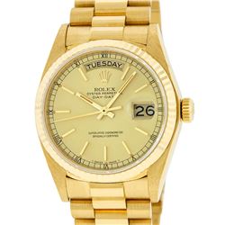 Rolex Mens 18K Yellow Gold Champagne Index Quickset President Wristwatch With Bo