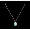 Image 2 : 12.73 ctw Opal, Tanzanite and Diamond Pendant With Chain - 14KT Yellow Gold