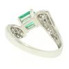 Image 4 : 14k White Gold 1.20 ctw Colombian Emerald & Pave Diamond Bypass Cocktail Ring