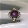 Image 8 : 14K Two Tone Gold 11.60 ctw Cabochon Star Ruby & Champagne Diamond Cocktail Ring