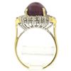 Image 9 : 14K Two Tone Gold 11.60 ctw Cabochon Star Ruby & Champagne Diamond Cocktail Ring