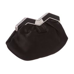 MCM Black Satin M Clutch Shoulder Bag