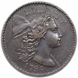 1794 liberty cent cap scratched vf35 anacs r2 head details