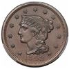 Image 1 : 1848 Braided Hair Large Cent, N-29, R3, PCGS MS62BN CAC.