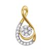 Image 1 : Diamond Flower Cluster Teardrop Pendant 1/10 Cttw 10kt Yellow Gold
