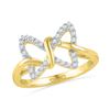 Image 1 : Diamond Butterfly Bug Daily-wear Right-hand Ring 1/6 Cttw 10k Yellow Gold