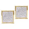 Image 1 : Diamond Square Cluster Stud Earrings 1/20 Cttw 10kt Yellow Gold
