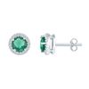Image 1 : Round Lab-Created Emerald Solitaire Stud Earrings 1.00 Cttw 10kt White Gold