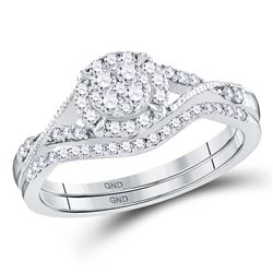 Diamond Bridal Wedding Engagement Ring Band Set 3/8 Cttw 10kt White Gold